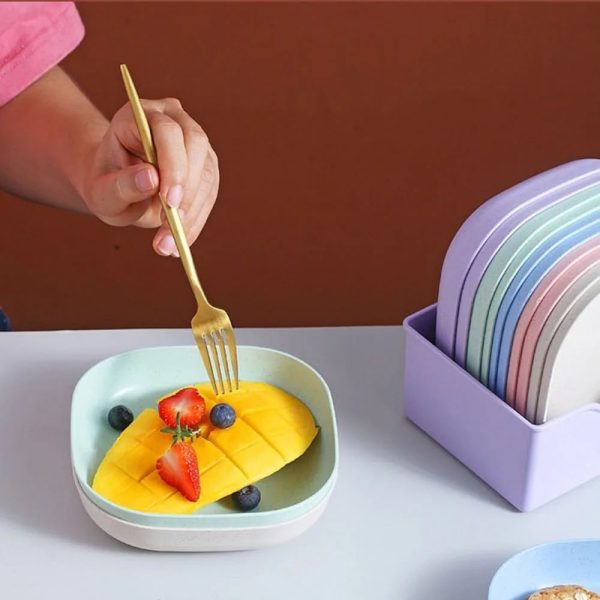 Food Grade Plastic Dining Plates – 10 Pcs Elliptical Bone Plate Set