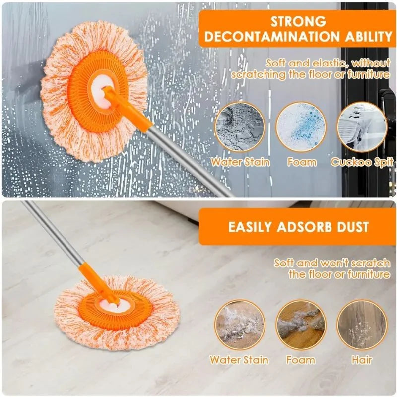 Sunflower Shape Cleaning Mop | 360° Rotating Extendable Microfiber | For Walls, Floors, Bathroom, Windows